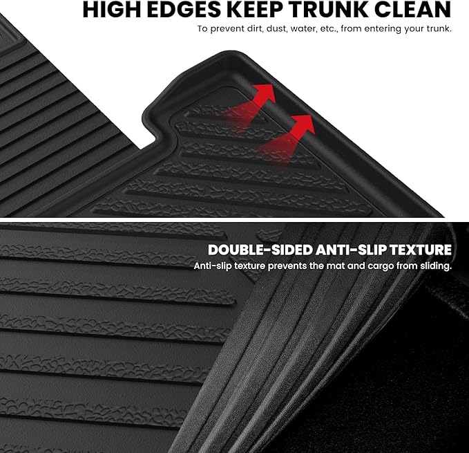 Lasfit Cargo Mat & Backrest Mats for Hyundai Santa Fe 2026 2025 2024 (Fit Gas & Hybrid), All Weather TPE Custom Fit Car Mats Trunk Mats Cargo Liners Accessoires, Black
