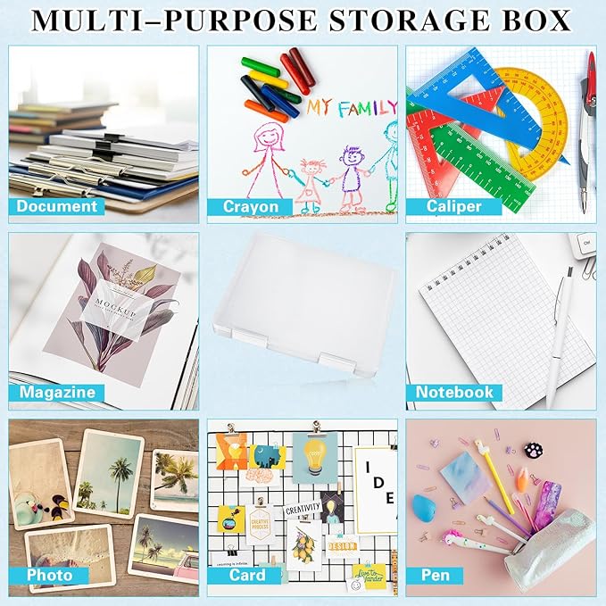 PerKoop 6 Pcs Clear Paper Storage Box A4 Plastic File Box Document Paper Organizer Storage Board Game Project Cases Container