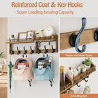 29 inch Coat Rack Wall Mount with Shelf, Set of 2 Heavy Duty Coat Hooks Wall Mount, Entryway Coat Hanger Wall Shelf with Key 