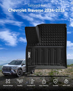3W Floor Mats for Chevy Traverse 2024-2026 (Only 7 Seats) & GMC Acadia 2024-2026 (Only 7 Seats) & Buick Enclave 2025-2026, All Weather TPE Custom Fit Floor Liners