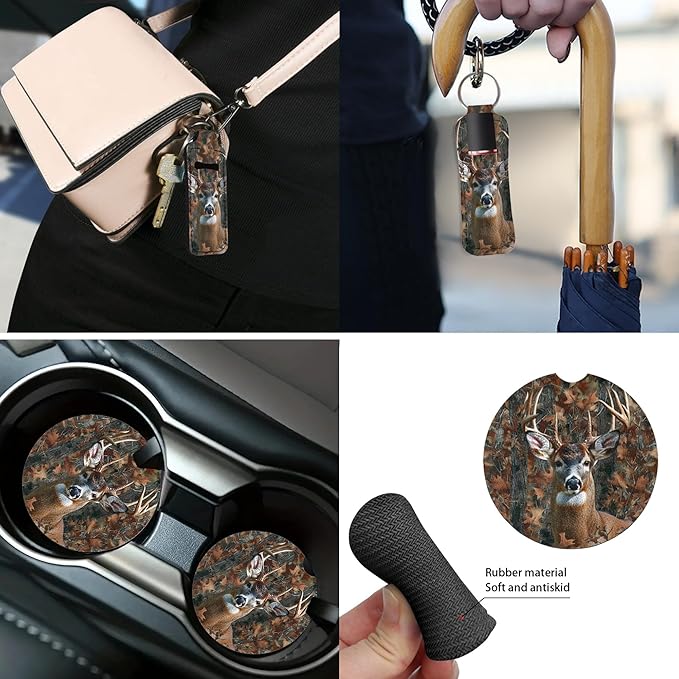 Camouflage Hunting Deer 13 Pack Car Seat Cover Set for Front and Rear, Auto Interior Accessories Full Set for Women Men Car Seat Protective Covers Universal Fits for Most Vehicles