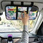 Car Sun Visor Storage Bag,Colorful Coconut Tree Truck Visor Organizer Card Sleeve Pocket Document Holder for Registration, Driving Licens