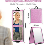 LPHUMEX Glitter Purple Folding Full Length Mirror, 13x33 inch Foldable Travel Body Mirror for Dance, Festivals, Fair Booth