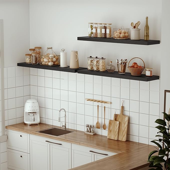 Vivelove Single Floating Shelves 48 Inches, 48 x 10 inch Deep x 1.8 in Thick, Long Wall Shelves Heavy Duty 80 lbs for Bedroom