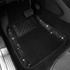 CAR PASS Bling Diamonds Car Seat Covers Front Seats Black Leather Shining Rhinestone Car Floor Mats Carpet with Anti-Slip Nib