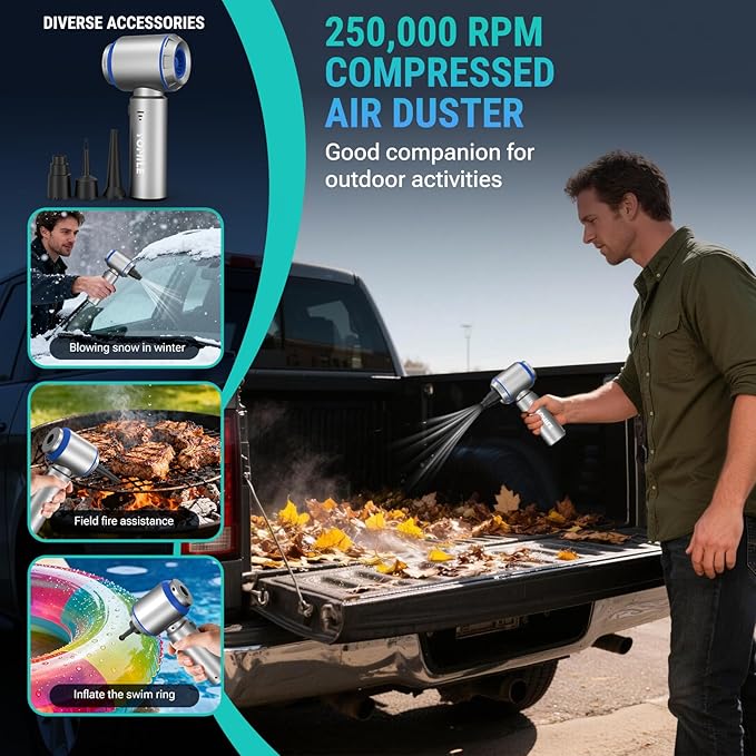 Mini Vacuum Cleaner, 2 in 1 27000PA Brushless Car Vacuum Air Duster 9000mAh Battery Air Blower Wireless Handheld Vacuum for C