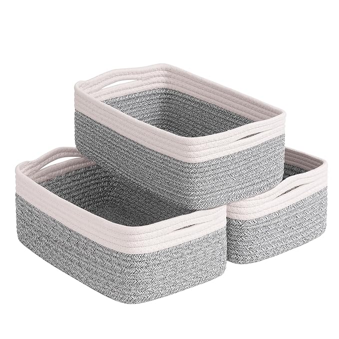 Goodpick Storage Bins, Baskets for Shelves, Cotton Rope Basket for Organization, Closet Organizer Bins, Towel Baskets for Bat