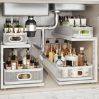 2 Pack 21IN-Depth Under Sink Organizer With Next-Gen Ball-Bearing Slides,2-Tier Precision Mesh Pull Out Cabinet Storage for B
