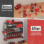 Power Tool Organizer Wall Mount, Metal 4 Layer Heavy Duty Metal Power Tool Storage Rack, Garage Drills Storage Shelves with S