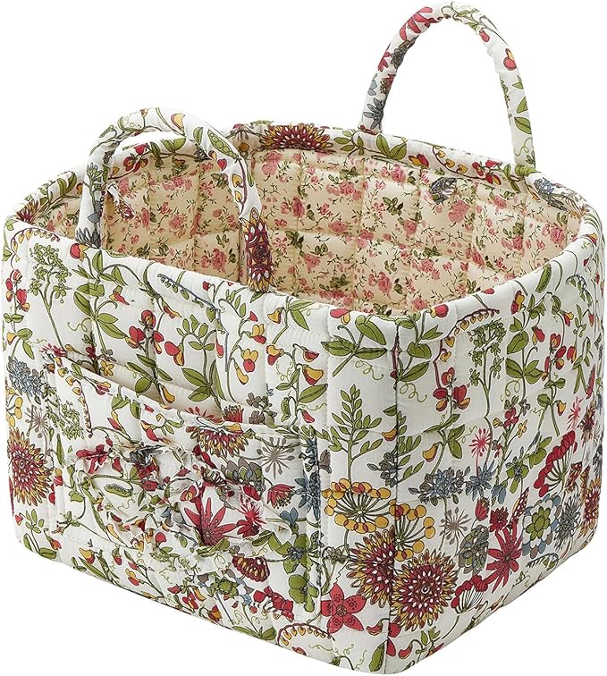 Boho Fabric Storage Basket, Large Capacity Laundry Basket, 12.2'' x 10.23'' x 10.23'' Collapsible Laundry Hamper with Easy Ca