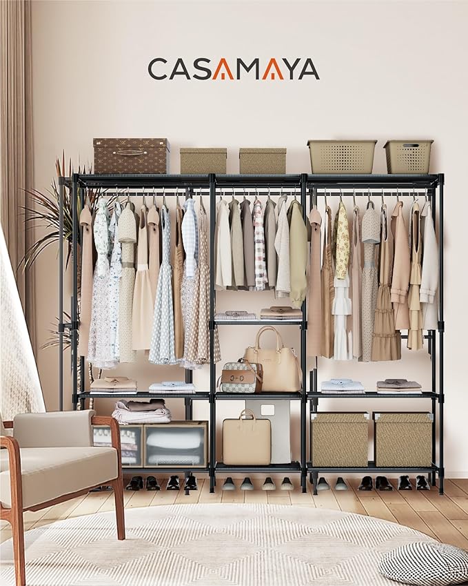 CASAMAYA Clothes Rack, Portable Closet, 71.7 Inch Large Capacity Wardrobe Closet, Clothes Storage Organizer with Shelves and 