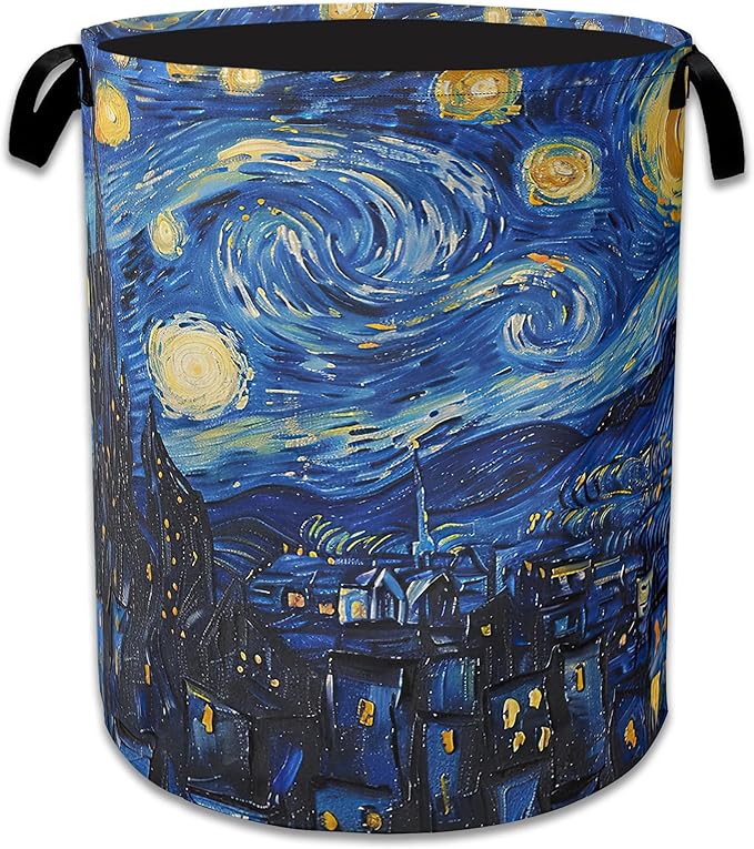 Starry Night Large Storage Basket Collapsible Laundry Basket Oxford Storage Bin for Toy Bins Gift Baskets Bedroom Clothes Chi