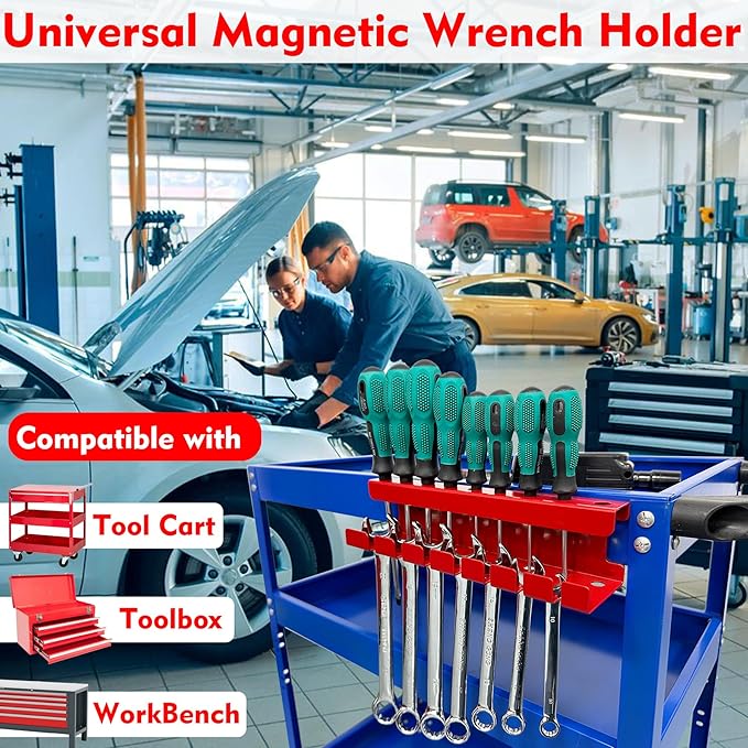 MUTUACTOR Magnetic Wrench Holder Heavy Duty,Anti-scratch Magnetic Mount Screwdriver Holders, 2 Layers Wrench Screw Drivers Ho