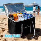 Insulated Food Delivery Bag, Large Durable Reusable Shopping Grocery Bag with Zipper – Foldable Thermal Cooler Bag for Hot & Cold Food, Pizza Delivery & Catering