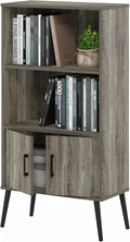 Furinno MIDCENTURY Storage Shelves, Storage Cabinet with Doors and Shelves, Bookshelf with Legs, for Living Room, Home Office
