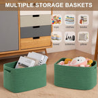 OIASKET Storage Baskets for Organizing, Woven Decorative Baskets for Shelves - Books, Towels, and Clothes, Cotton Rope Toy St