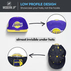 Modern JP Adhesive Hat Hooks for Wall (16-Pack) - Hat Rack for Baseball Caps, Minimalist Hat Display, Strong Hold Hat Hangers