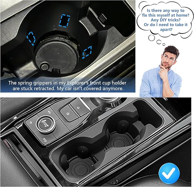 Cup Holder Inserts for Ford Explorer 2020-2024 Accessories, Non-Slip Silicone Center Console Protector Organizer to Prevent Spills & Scratches for Explorer Interior Accessories