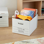 Amazon Basics Storage/Filing Boxes with Lift-Off Lid, Letter/Legal Size, Collapsible, Tape-Free Assembly, White, 16.2" L x 12