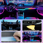 Interior Car LED Strip Lights, RGB 2 in 1 Dynamic Dreamcolor Chasing Acrylic LED Lights for Car, USB Powered Ambient Lighting Kits with Wireless APP, Sound Active Function Car Neon Lights (2 in 1)