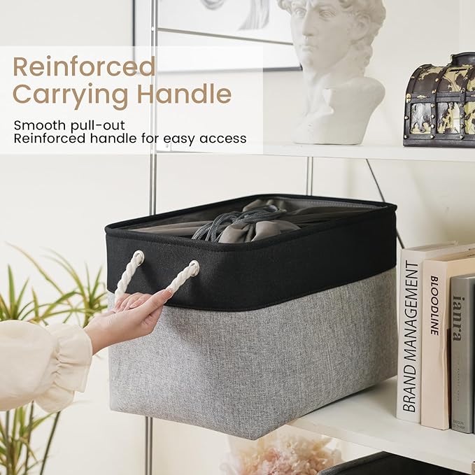 Large Storage Baskets- 16x12x12 inch Storage Bins for Shelves and Closet Organizing, Foldable Fabric Bin for Home Organizatio