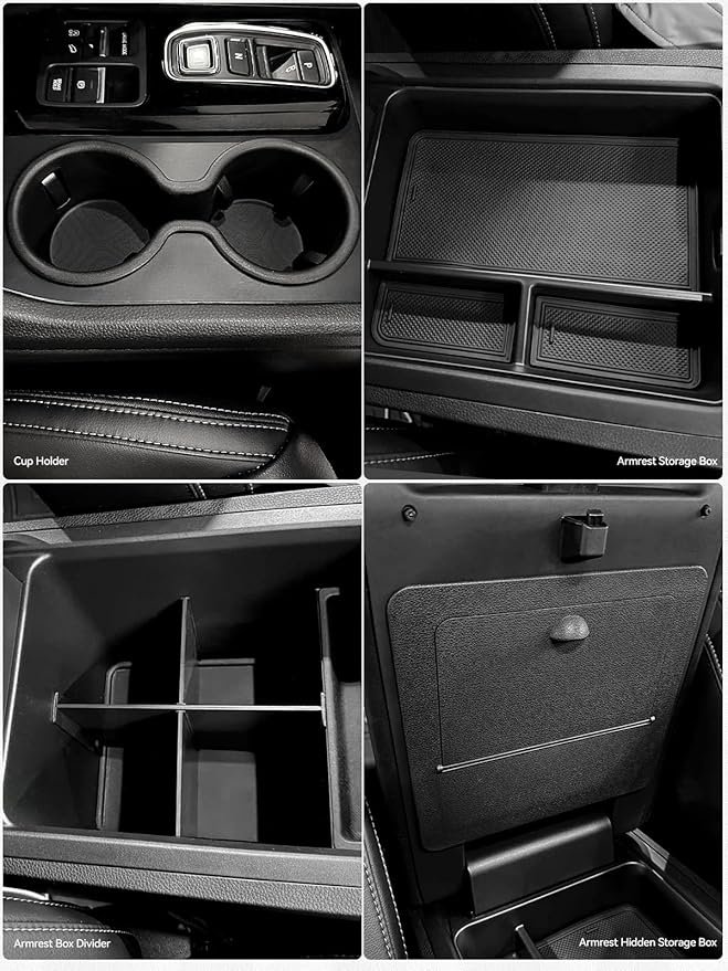 ELECFRESH 4PCS Center Console Organizer Tray for 2023-2026 Honda Pilot 2024-2026 Honda Ridgeline&Passport Accessories, Armrest Storage Box and Divider, Hidden Storage Box and Cup Holder