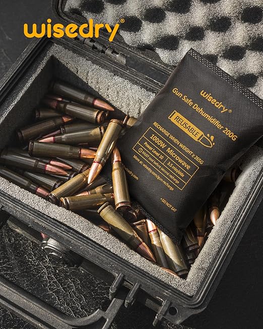 wisedry 200 Grams x 2 Packs Gun Safe Dehumidifier, Reusable Moisture Absorber for Gun Safes, Rechargeable Gun Safe Silica Gel