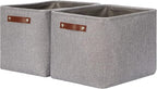 HNZIGE Large Rectangle Storage Baskets for Shelves 16"×11.8"×11.8" Fabric Storage Bins with Handles (2 Pack) Decorative Stora