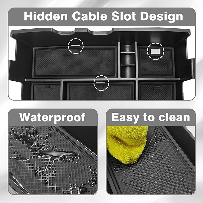 Muslogy Center Console Organizer for 2023-2025 2026 Ford F250 F350 F450 Super Duty Accessories Custom Fit Storage Box Divider(Fit with OEM Tray), Fits Bucket Seats Only, Not for Work Surface (Black)