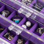Frebeauty Acrylic Jewelry Organizer Earring Organizer Box with 5 Drawers Earring Holder Organizer with Velvet Trays Clear Jew