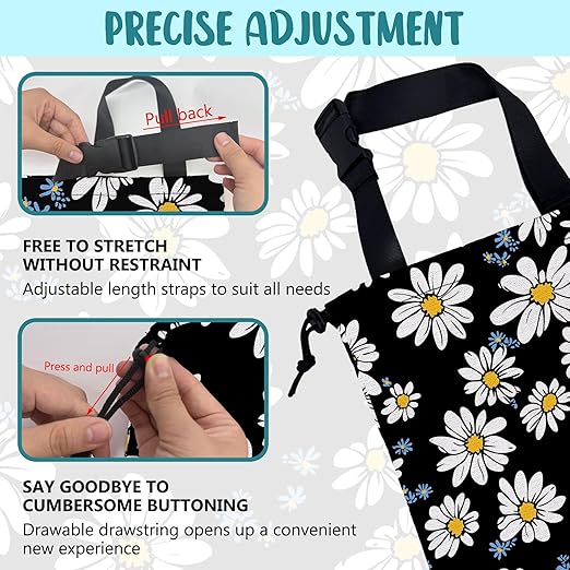 Car Trash Bag White Daisies Blue Flowers Leak-Proof Car Garbage Bag with Drawstring Foldable Canvas Trash Bin with Adjustable Buckle for Car Accessories, Travelling, Camping