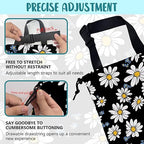 Car Trash Bag White Daisies Blue Flowers Leak-Proof Car Garbage Bag with Drawstring Foldable Canvas Trash Bin with Adjustable Buckle for Car Accessories, Travelling, Camping