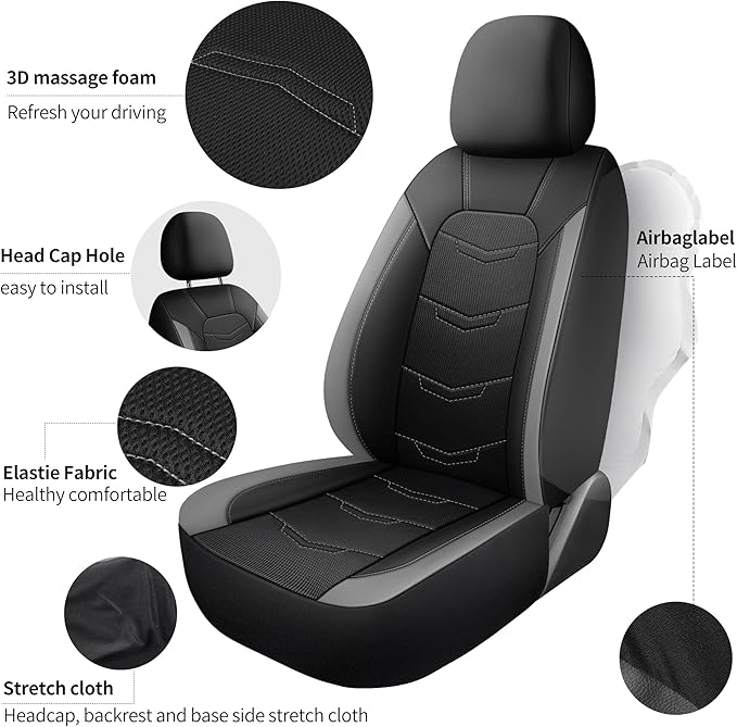 Car Seat Cover,Sport and Breathable Seat Covers,Anti-Slip Universal Fit Automotive for Cars Sedan SUV and Truck(2 Pieces,Fron