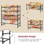 Tajsoon Expandable Shoe Rack for Closet 5 Tier, 29“-41“Adjustable & Stackable Shoe Shelf Storage, Metal Shoe Rack Organizer f
