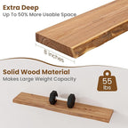 Floating Shelves for Wall Decor, Rustic Solid Elm Wood Live Edge Floating Shelves Wall Mounted, Wall Shelves with Invisible B