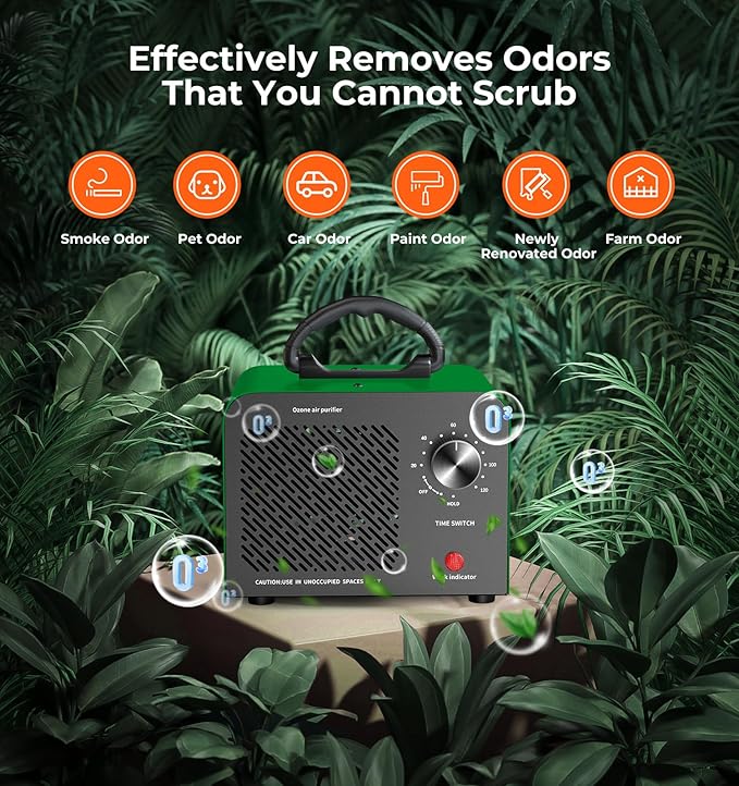 Ozone Generator, 48,000mg/h High Capacity O3 Machine for Large Spaces Up to 4,000 Sq Ft, Portable Odor Eliminator for Car, Ho