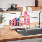 Cisily Sponge Holder for Kitchen Sink, Sink Caddy Organizer with High Brush Holder, Kitchen Countertop Organizers and Storage