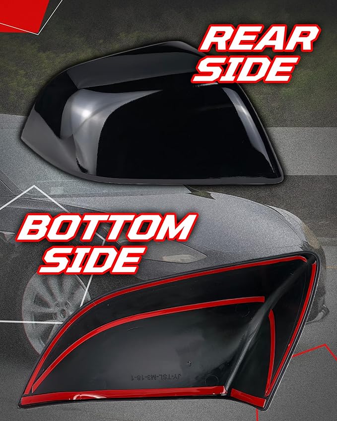 Side Mirror Caps Cover Compatible with Tesla Model 3 2017 2018 2019 2020 2021 2022 2023 2024 2025 Gloss Black Mirror Covers