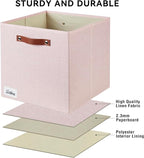 Bagnizer Collapsible Fabric Storage Cube Bins with 2 Reinforced PU Handles, Foldable Storage Organizer Baskets for Closet, Sh