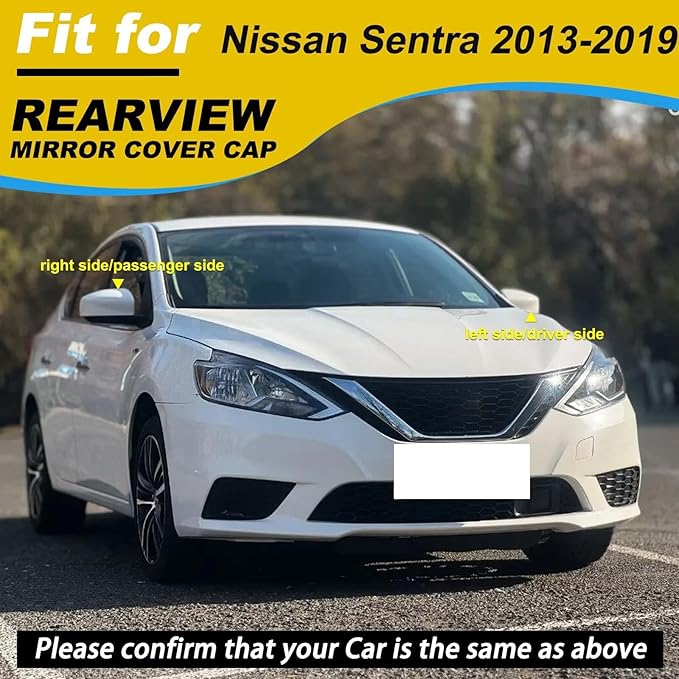 Car Door Side Rearview Mirror Cover Compatible With Nissan Sentra 2013 2014 2015 2016 2017 2018 2019 Housing Rearview Mirror Protective Cover Unpainted Left Side