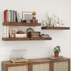 30 Inch Floating Shelves | 12 Inch Deep Brown Floating Shelves Set of 2 | 30" W x 12" D Rustic Wood Shelves for Wall | Deep B