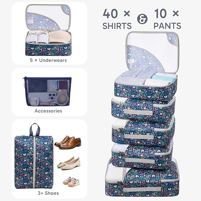 10 Set Packing Cubes for Travel, Gifts for Women Mom,Anti-Tearing Suitcase Organizer for Luggage with Shoe & Hanging Toiletry