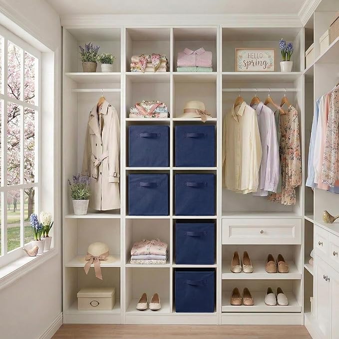 ShellKingdom Storage Bins, Foldable Fabric Storage Cubes And Cloth Organizer Drawer For Closet And Toys, 2 Pack (Dark Blue)