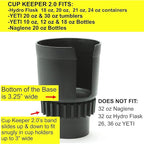 Gadjit Cup Keeper 2.0 (2 PK) Cup Holder Adapter w/Beverage Band Expander fits into car Cup Holders 2.5-3" Wide for Hydro Flas