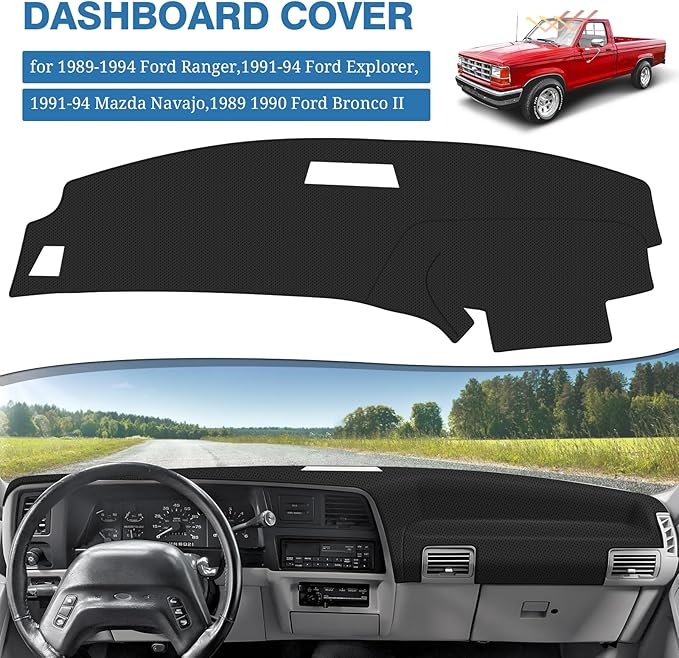FIILINES Dash Cover for 1989-94 Ford Ranger, 1991-94 Mazda Navajo/Ford Explorer, 1989-90 Ford Bronco II Dashboard Mat Accesso