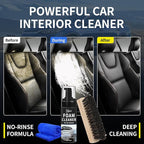 Car Interior Foam Cleaner - Powerful Waterless Carpet Upholstery & Seat Stain Remover for Leather, Fabric, Vinyl - Auto Detai