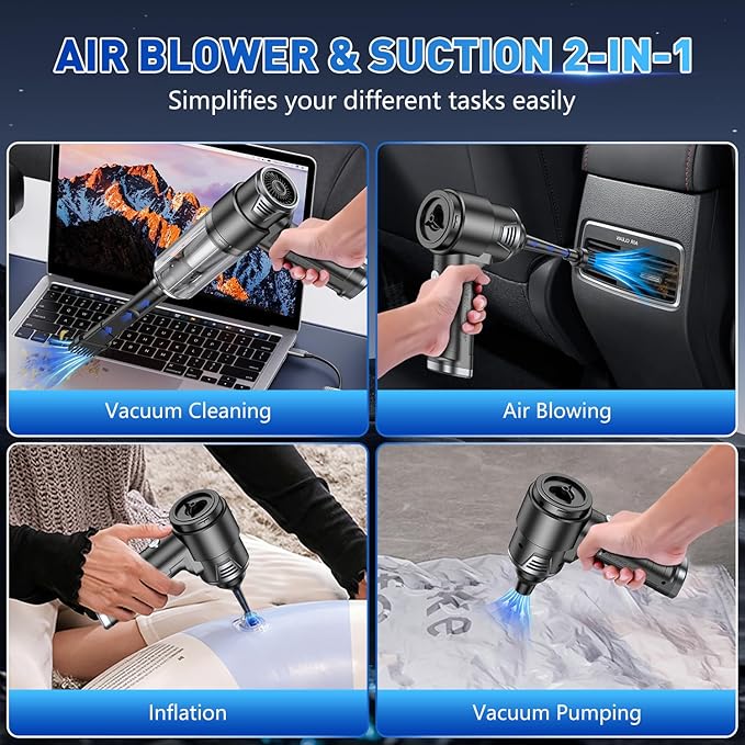 KMM Handheld Car Vacuum Cleaner, 10000PA Vacuum Cleaner & Air Duster, 120W High Power Hand Held Vacuum Cordless, Portable Vac