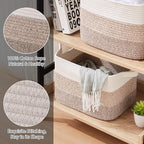 OIASKET Storage Baskets for Organizing, Woven Baskets for Shelves, Rectangle Decorative Organizer for Storage Clothes, Toy, B