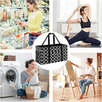 GhvyenntteS Extra Large Utility Tote Bag - Stand Up Utility Tote with Metal Wire Frame & Hard Bottom Board, Reusable Grocery Bags With Handles for Storage, Picnics, Beach, Pool, Laundry, Car, Camping