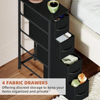 Somdot Narrow Dresser with 4 Drawers, Slim Storage Organizer Chest of Drawers with Removable Fabric Drawers for Small Spaces 